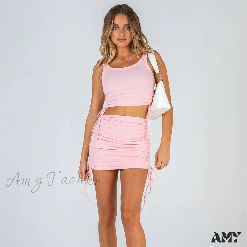 Sexy Ribbed Knitted Elastic Off Shoulder Stretch Ruched Drawstring Adjustable Crop Top - Image 4