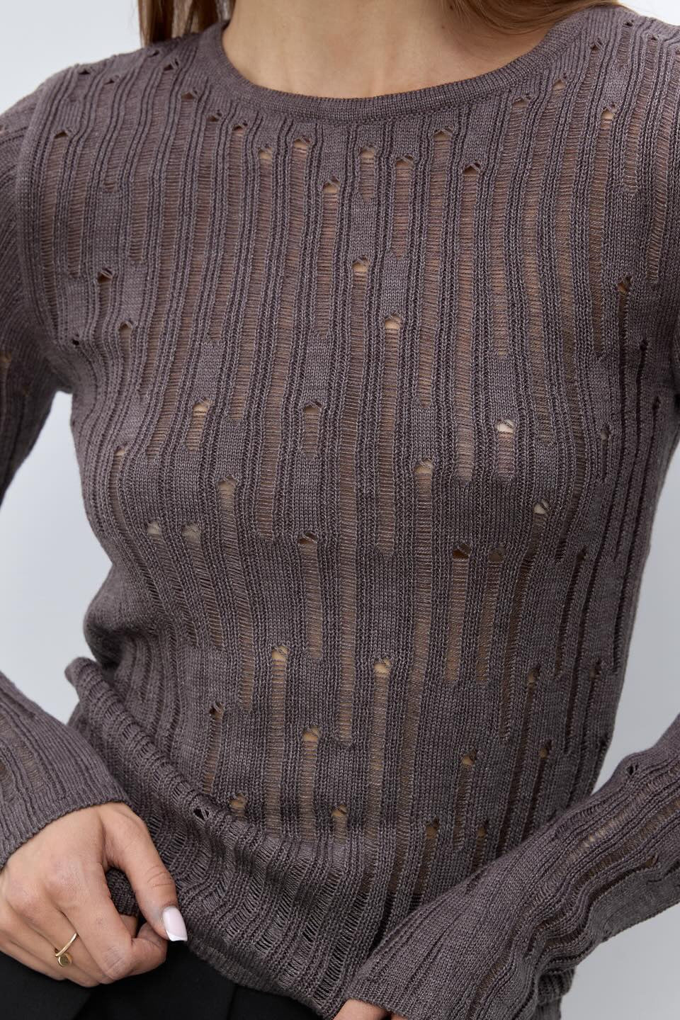 Sheer Elegant Premium Casual Knit Sweater - Image 3