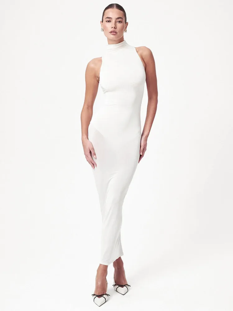 Sheer Off-shoulder Bodycon Vacation Dress - Image 4
