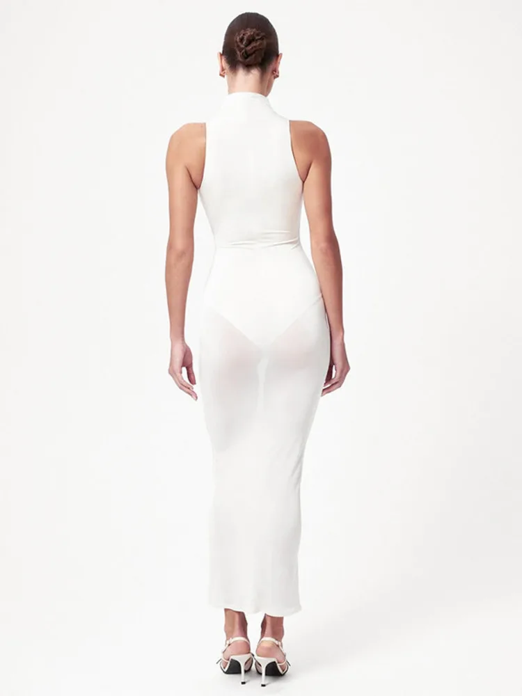 Sheer Off-shoulder Bodycon Vacation Dress - Image 5