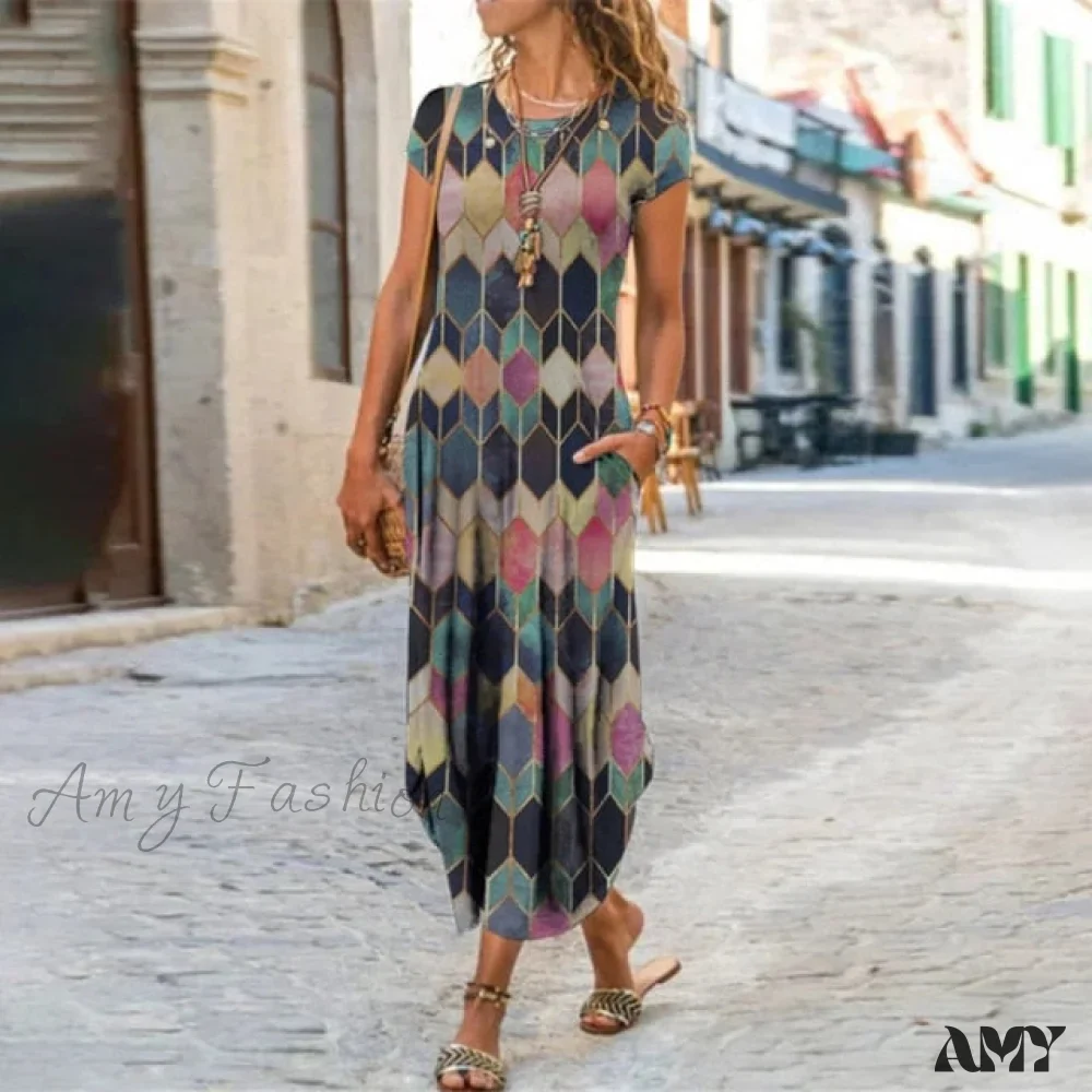Amy Fashion - Short Sleeve Bohemian Long Dresses - Image 4