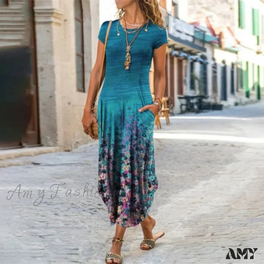 Amy Fashion - Short Sleeve Bohemian Long Dresses - Image 5
