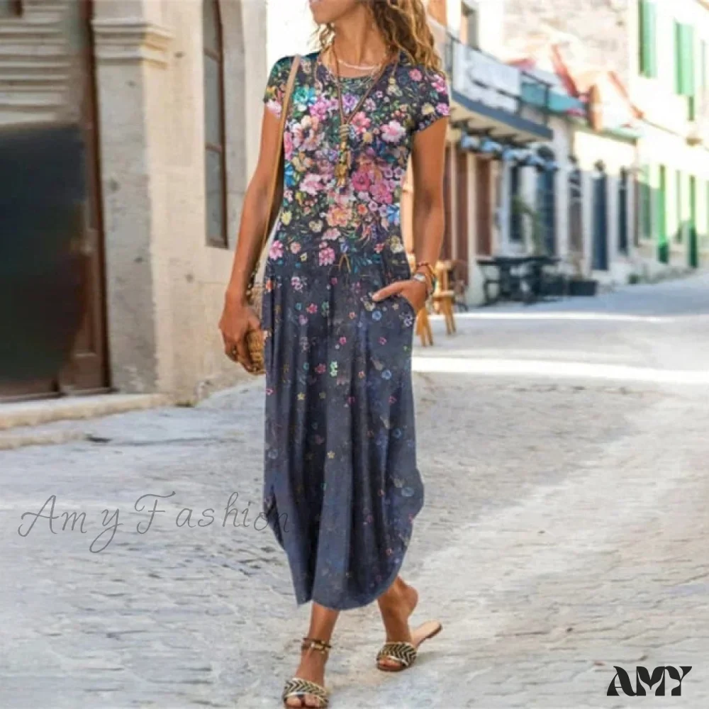 Amy Fashion - Short Sleeve Bohemian Long Dresses - Image 6