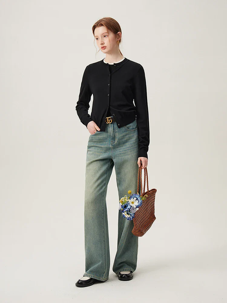 Silk Knit Black Loose Spring Cardigan - Image 3