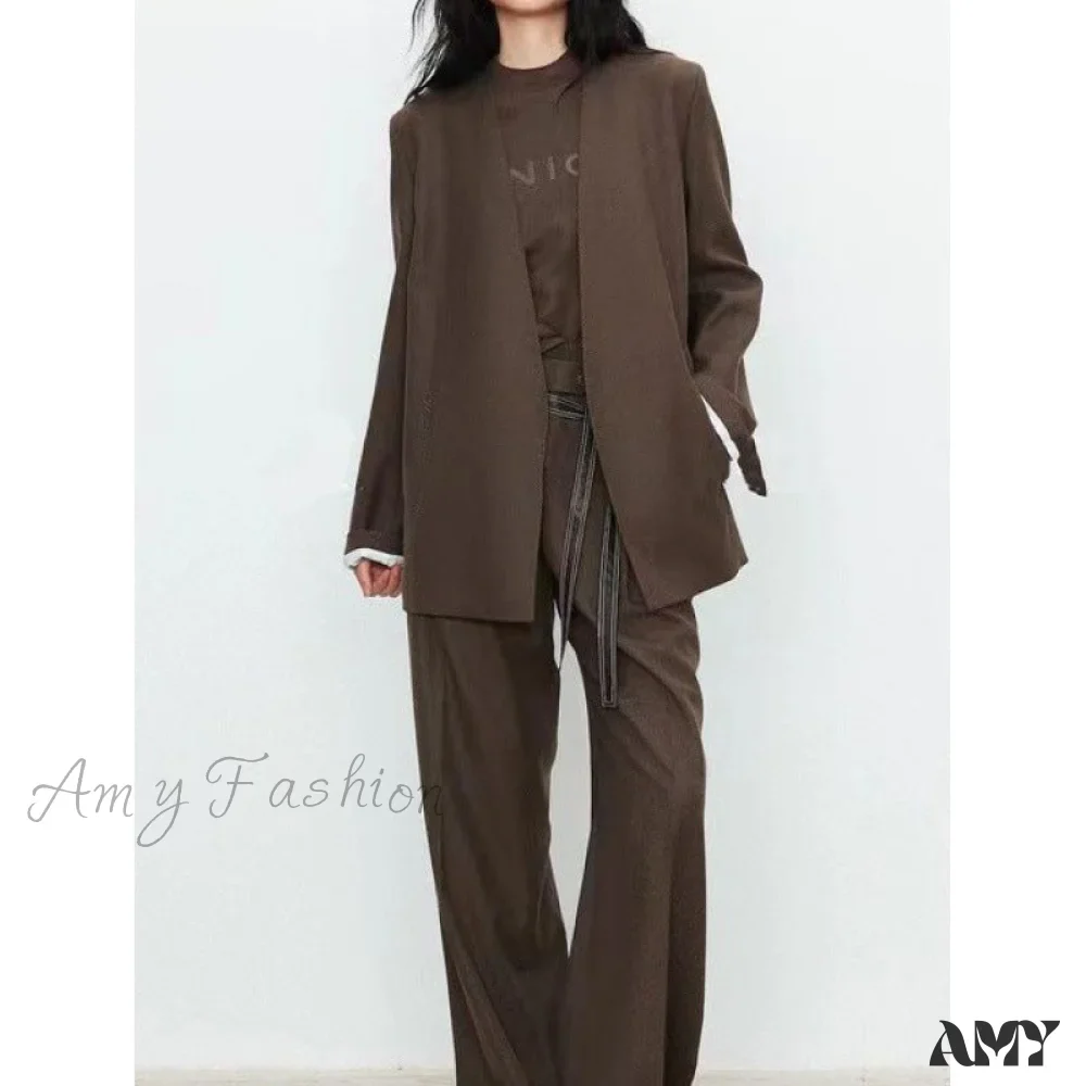 Simple Italian Wool Print T-Shirt Suit - Image 6