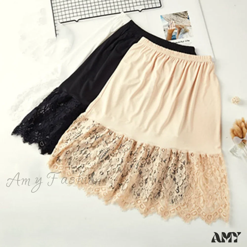 Amy Fashion - Extender Knee Lace Slip Hollow Skirts - Image 2