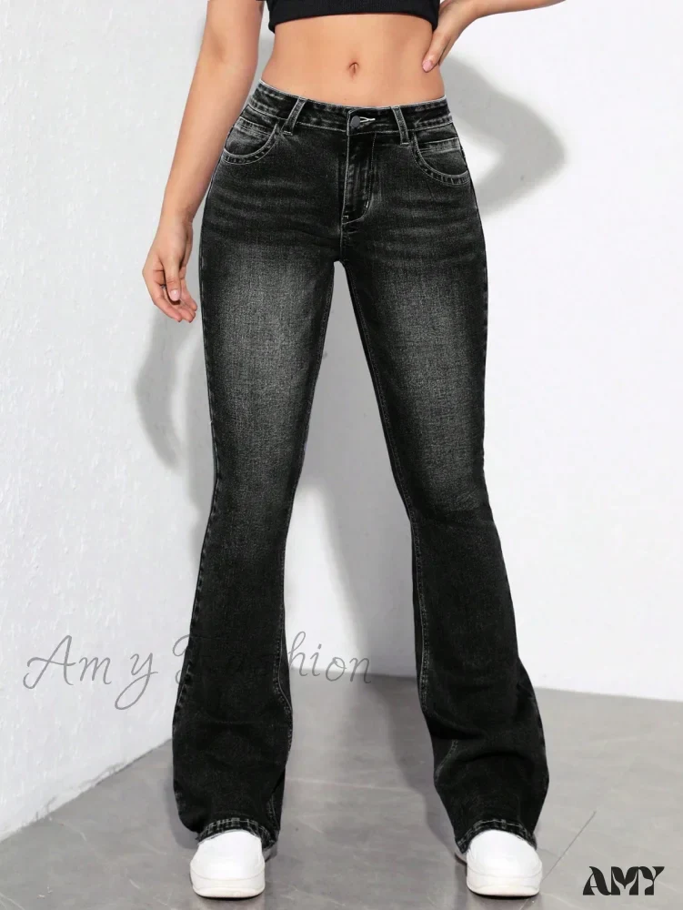 Amy Fashion - Slant Pocket Flare Leg Jeans - Image 10