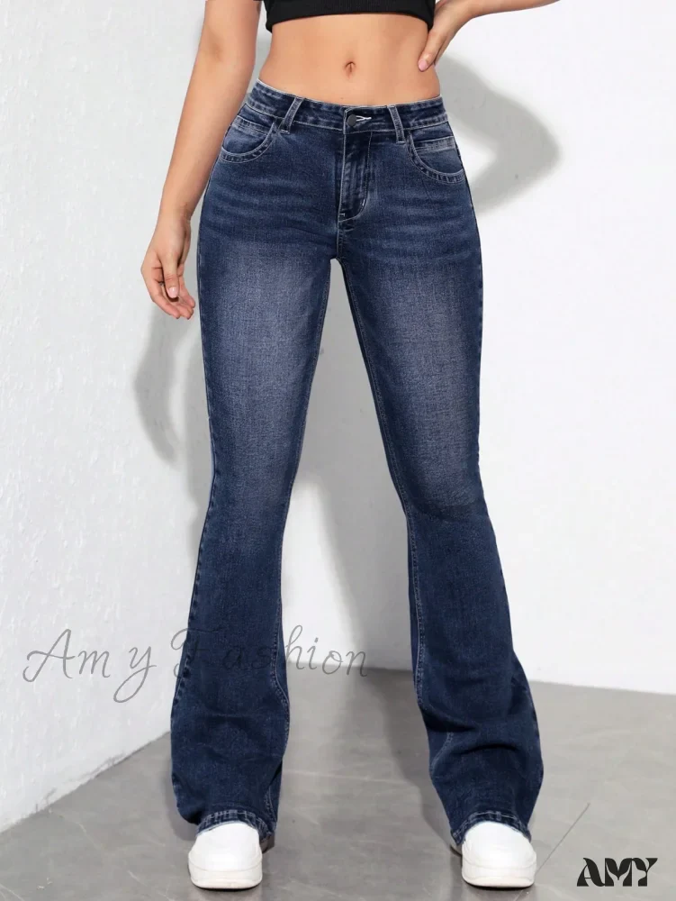 Amy Fashion - Slant Pocket Flare Leg Jeans - Image 9
