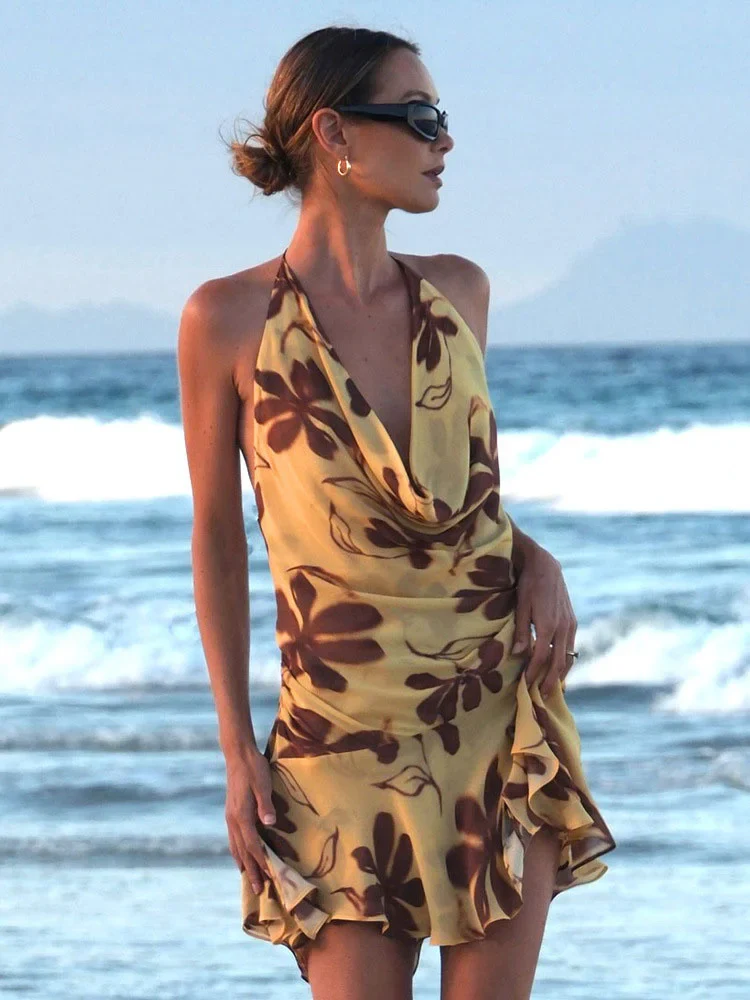 Slant Shoulder Mesh Floral Dress - Image 2