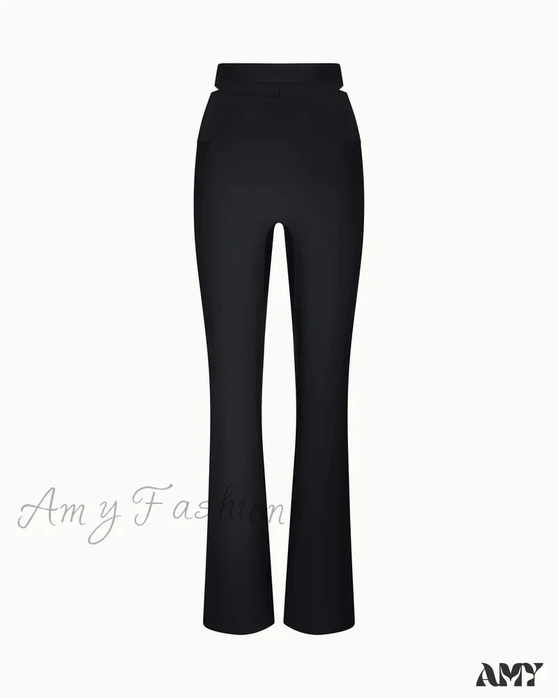 Sleek Stretch Cutout Foldover Trouser - Image 5