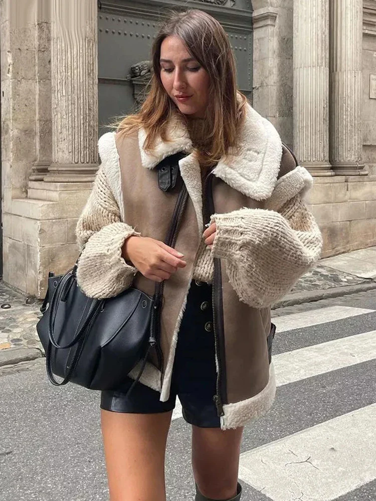 Sleeveless Suede Shearling Fleece Coat - Image 2