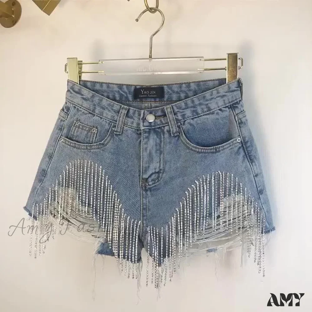 Amy Fashion - Slim Booty Fringed Denim Ripped Ladies Jeans - Image 7