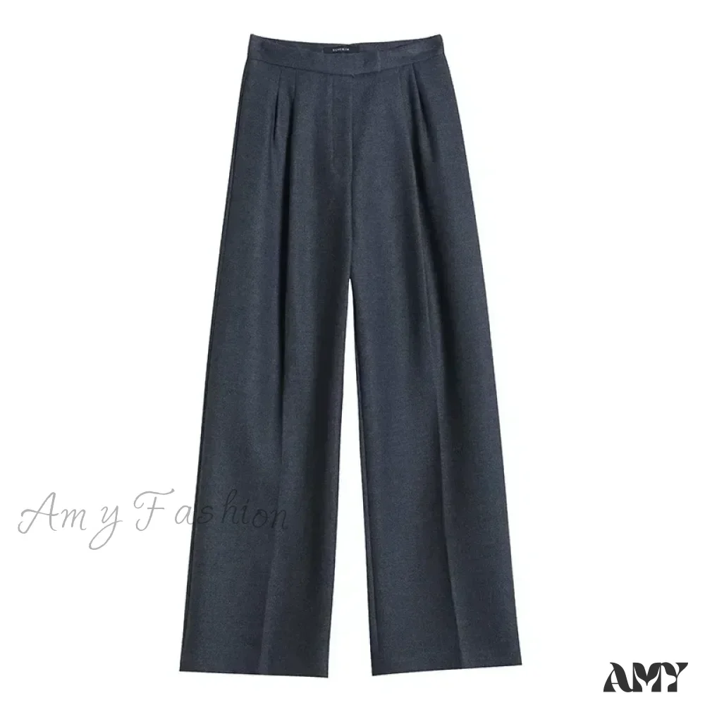 Slim High Waist Casual Solid Color Loose Chic Pants - Image 4