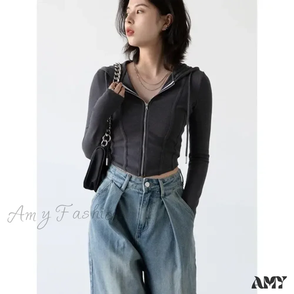 Slim Long Sleeve Solid Casual Comfortable Stylish Elegant Chic Hoodies - Image 3
