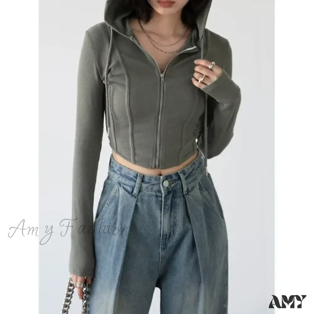 Slim Long Sleeve Solid Casual Comfortable Stylish Elegant Chic Hoodies - Image 4