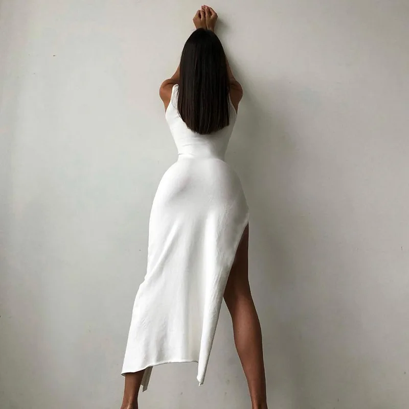 Slit Turtleneck Orange Midi Bodycon Dress - Image 7