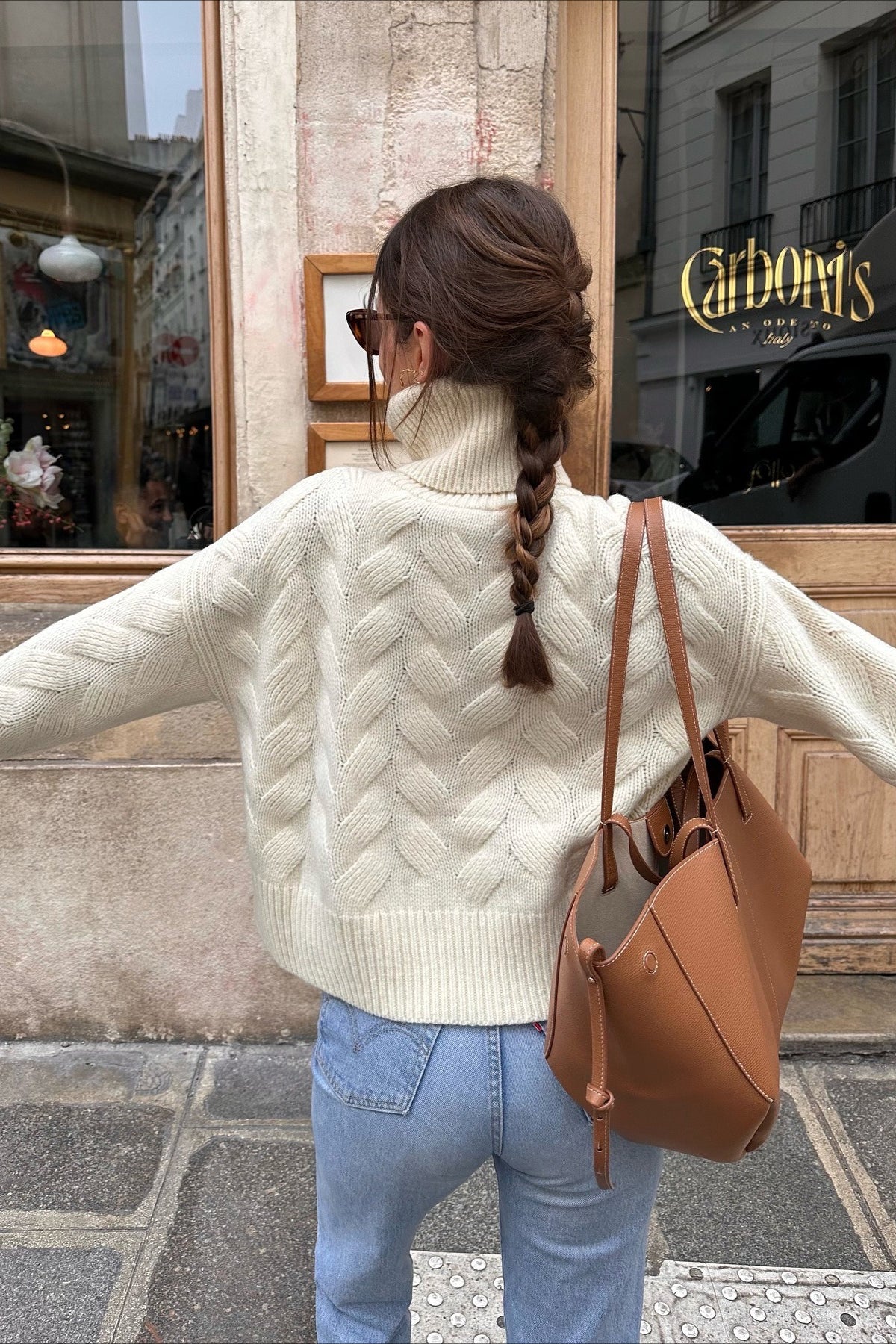 Slouchy High Neck Loose Knit Pullover Sweater - Image 3