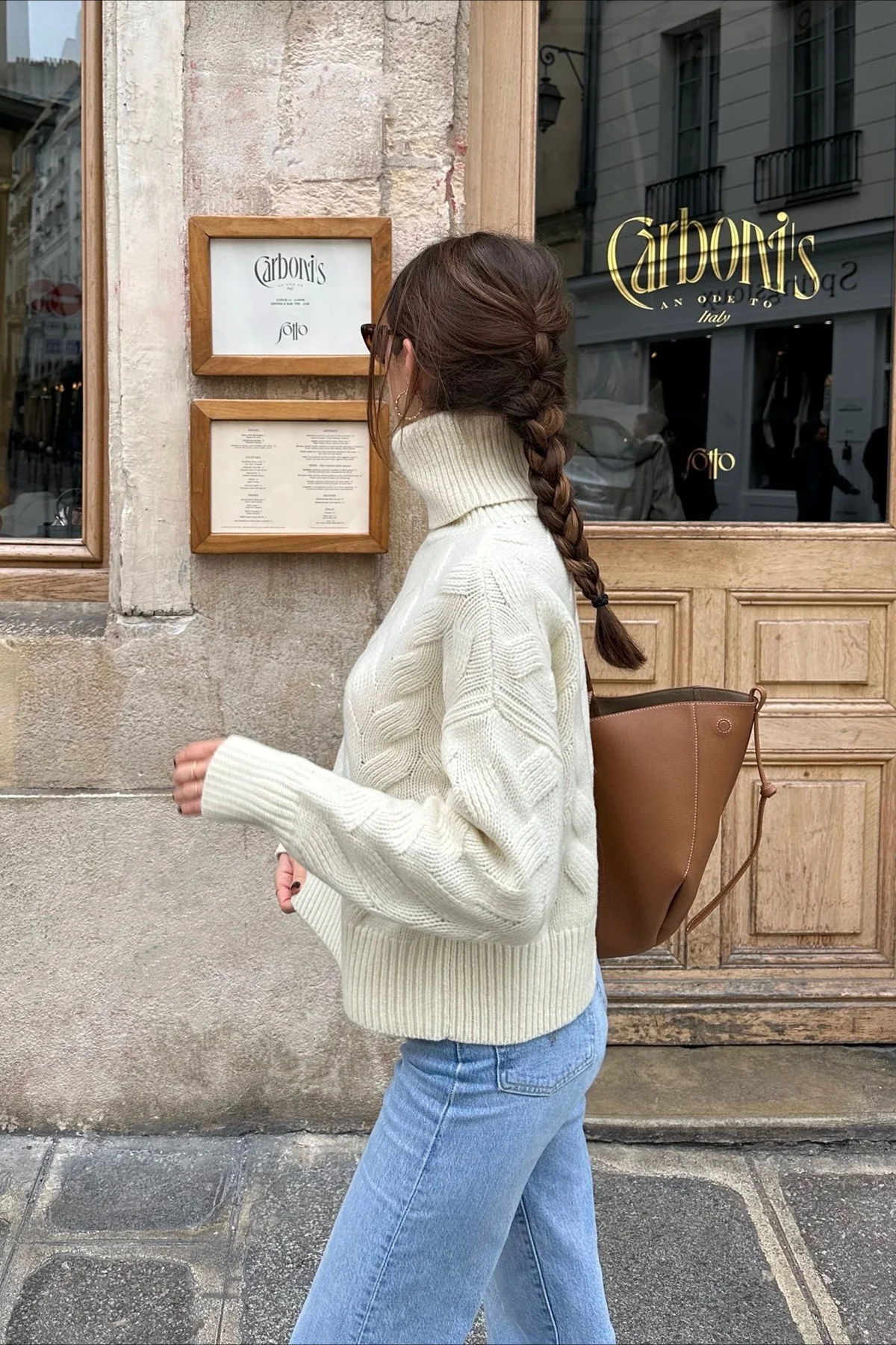 Slouchy High Neck Loose Knit Pullover Sweater - Image 4