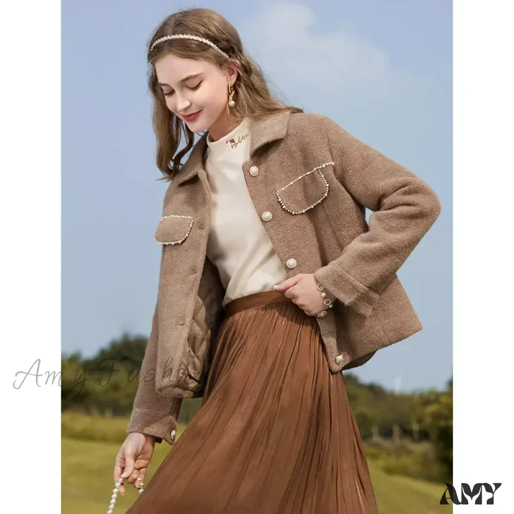 Small Fragrant Lapel Thick Warm Y2K Vintage Padded Outerwear Coat - Image 5