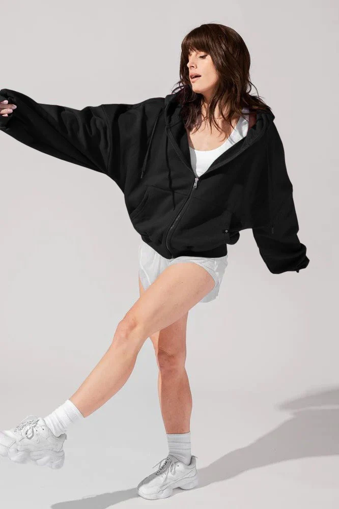 Solid Casual Long-Sleeve Zip Hoodie - Image 3