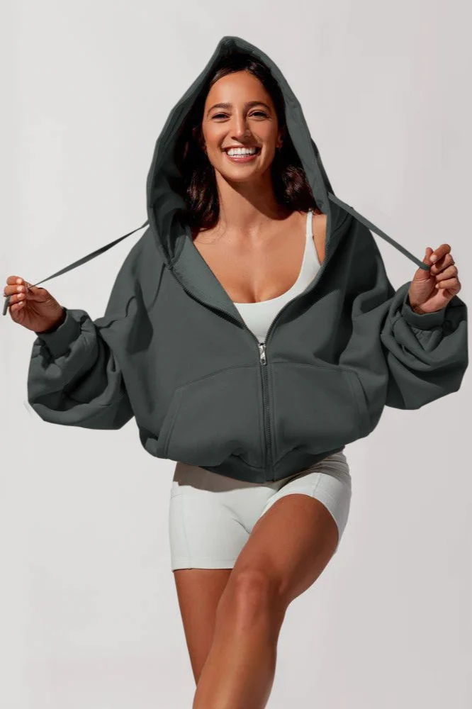 Solid Casual Long-Sleeve Zip Hoodie - Image 6