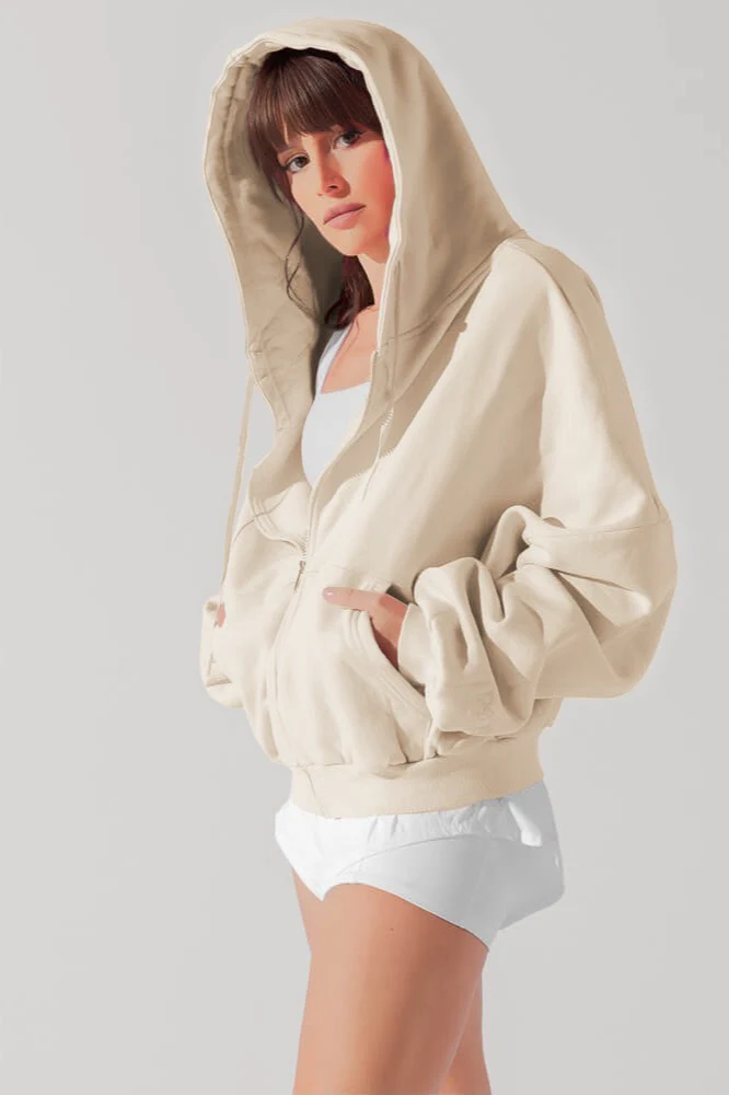 Solid Casual Long-Sleeve Zip Hoodie - Image 9