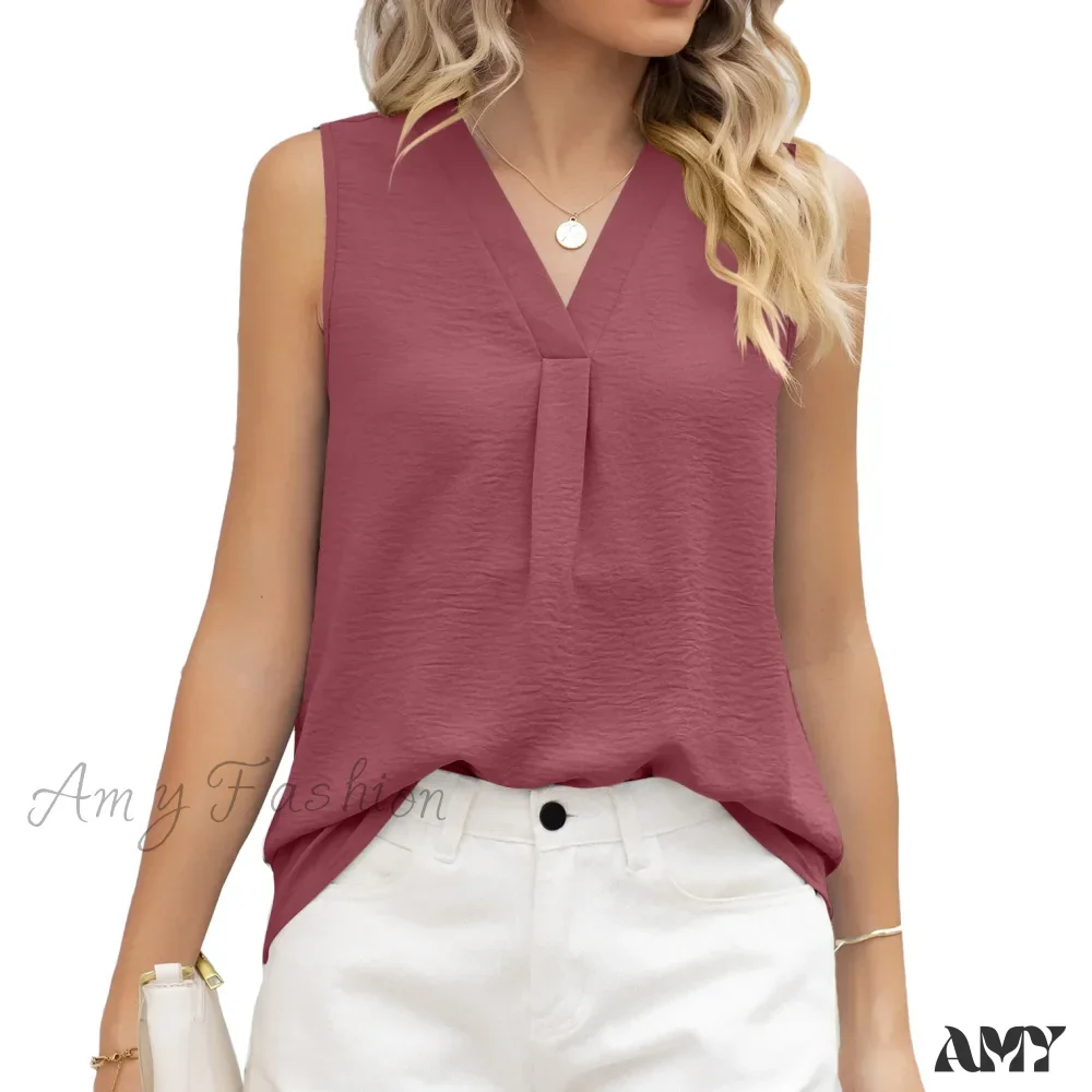Solid Casual Loose Sleeveless Elegant Female Summer Tops Blouses - Image 10