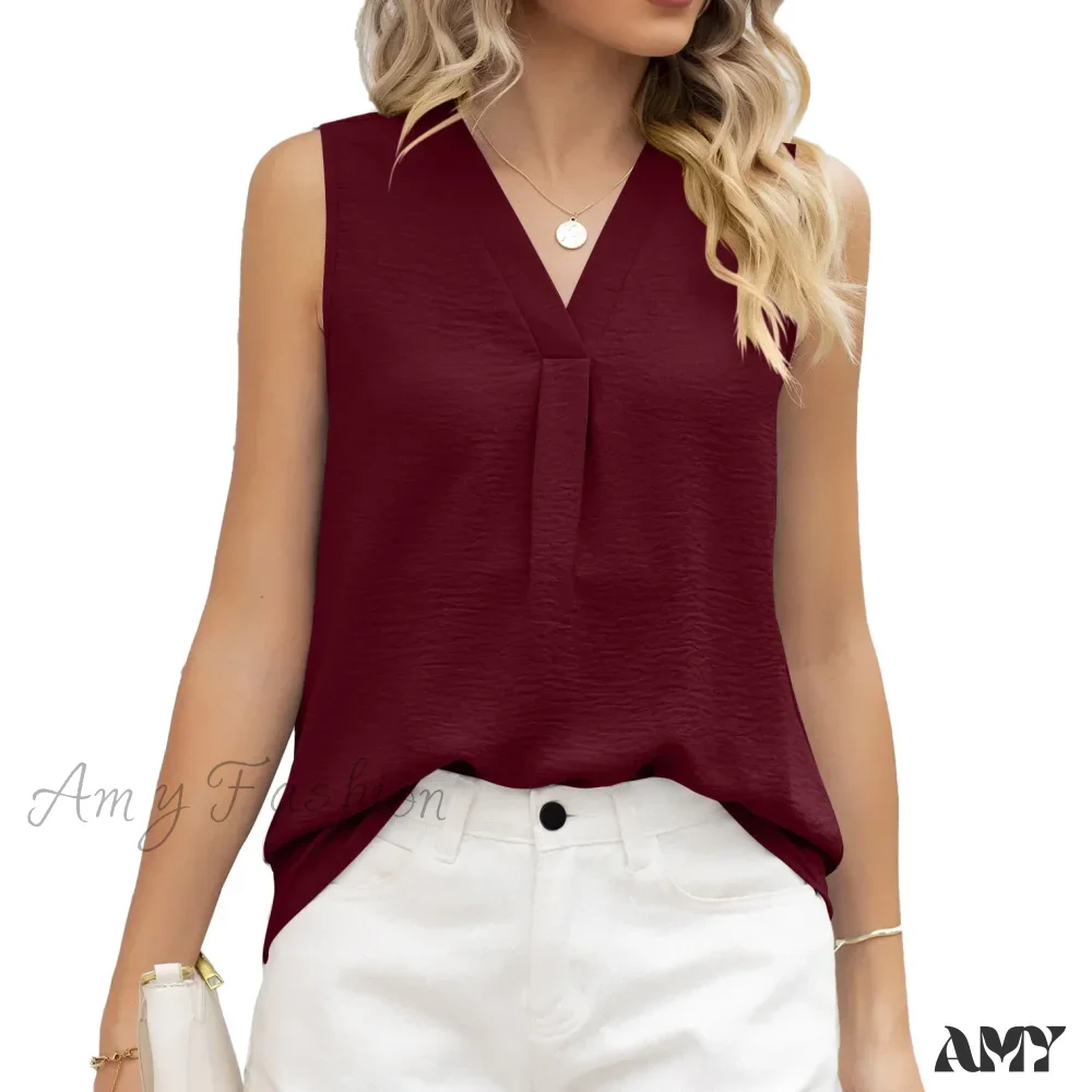 Solid Casual Loose Sleeveless Elegant Female Summer Tops Blouses - Image 12