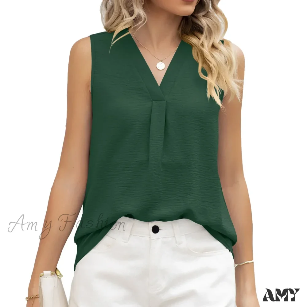 Solid Casual Loose Sleeveless Elegant Female Summer Tops Blouses - Image 13