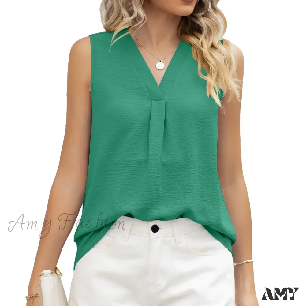 Solid Casual Loose Sleeveless Elegant Female Summer Tops Blouses - Image 8