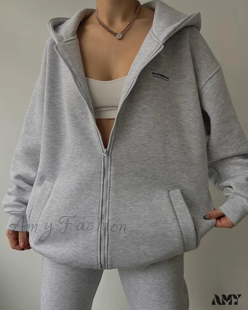 Solid Color Autumn Sportswear Hooded Oversized Pullover Hoodie - Image 10