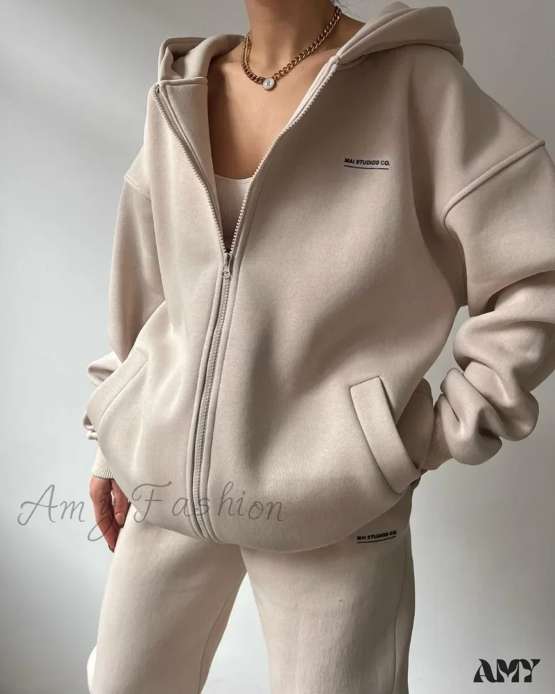 Solid Color Autumn Sportswear Hooded Oversized Pullover Hoodie - Image 4
