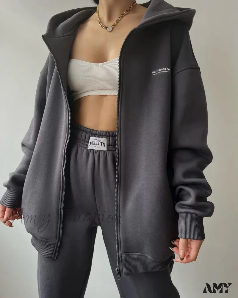 Solid Color Autumn Sportswear Hooded Oversized Pullover Hoodie - Image 8