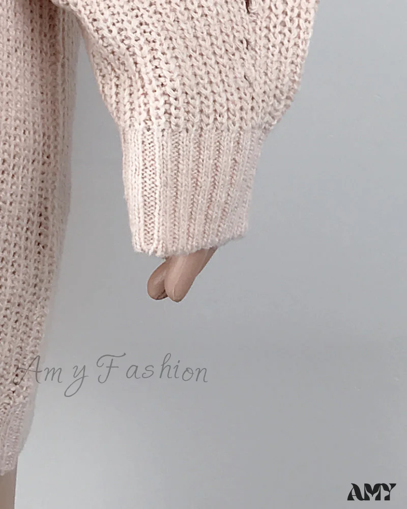 Amy Fashion - Solid Color Turtleneck Sweater Knitted Mini Dress - Image 10