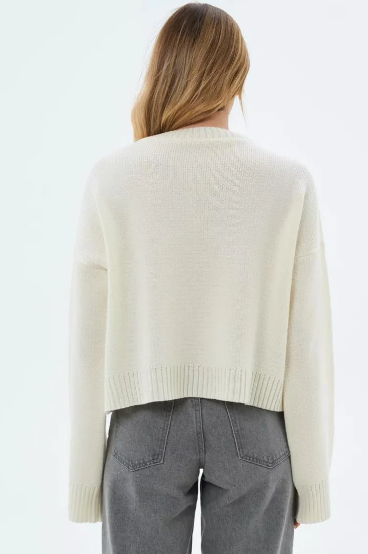 Solid Crewneck Loose Knit Sweater - Image 6