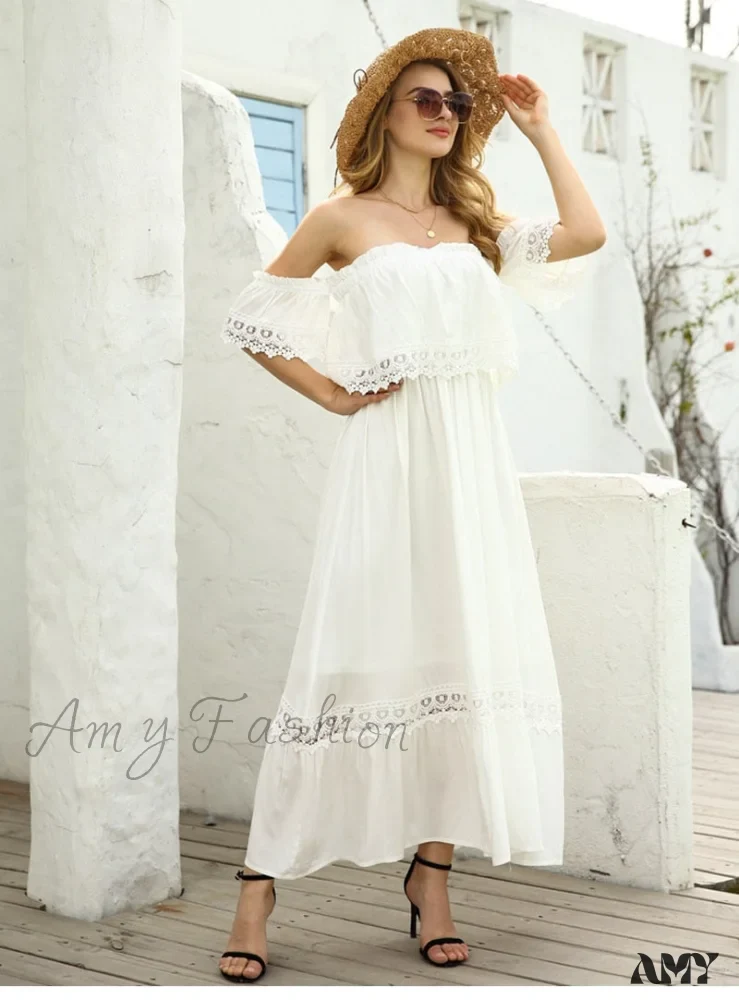 Amy Fashion - Solid Patchwark Ladies Sweet Loose Maxi Dress - Image 4
