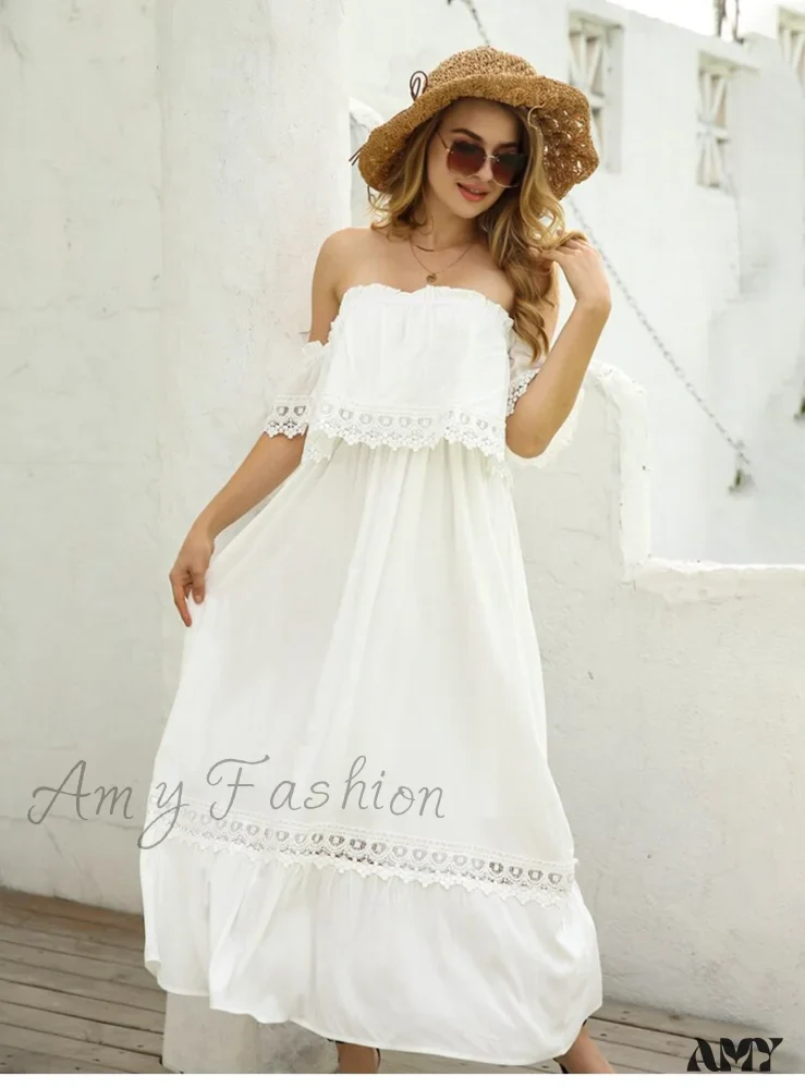 Amy Fashion - Solid Patchwark Ladies Sweet Loose Maxi Dress - Image 6