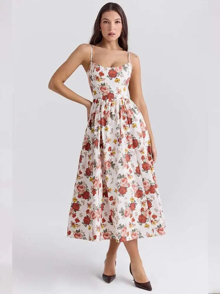 Spaghetti A-Line Backless Midi Dress - Image 6