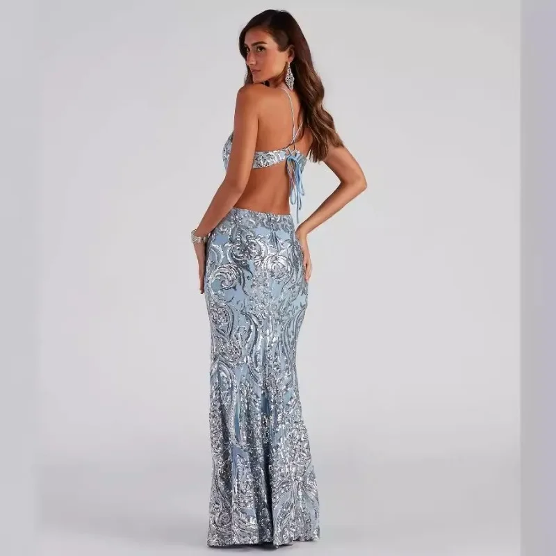Sparkle Hollow V-neck Party Midi Dress - Image 3