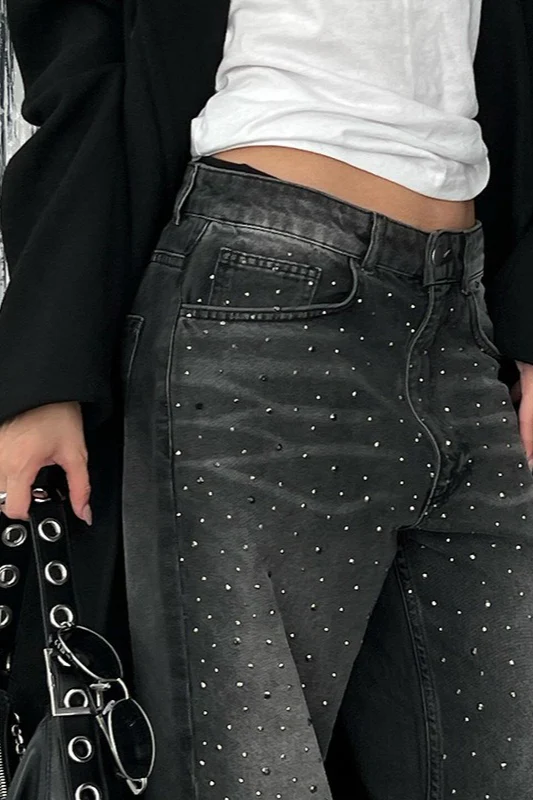 Sparkle Rhinestone Gradient High-Waisted Denim Jeans - Image 6