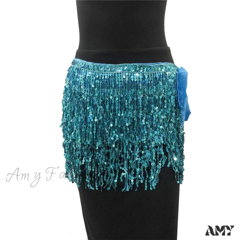 Amy Fashion - Sparkle Sequined Tassel Lace Up Shiny Skirt - Image 6
