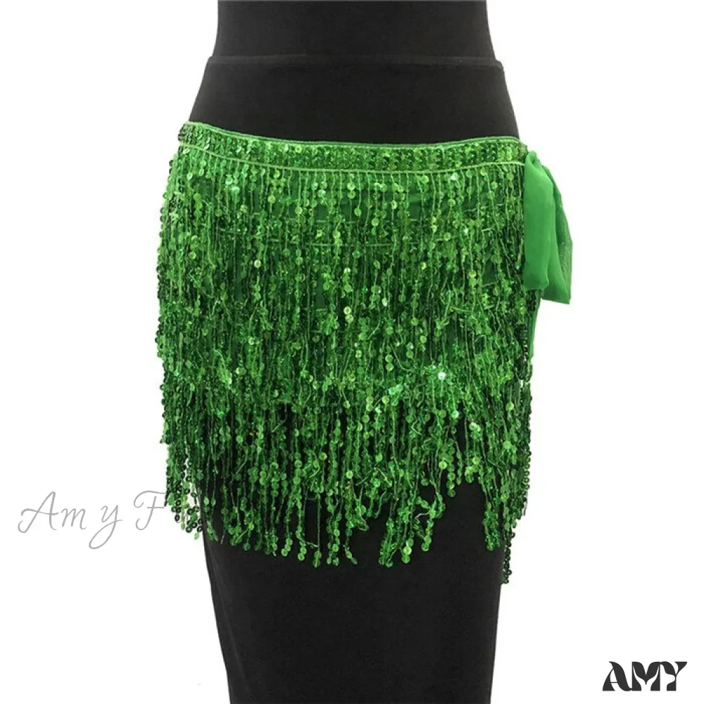 Amy Fashion - Sparkle Sequined Tassel Lace Up Shiny Skirt - Image 8