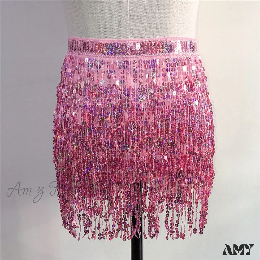 Amy Fashion - Sparkle Sequined Tassel Lace Up Shiny Skirt - Image 9