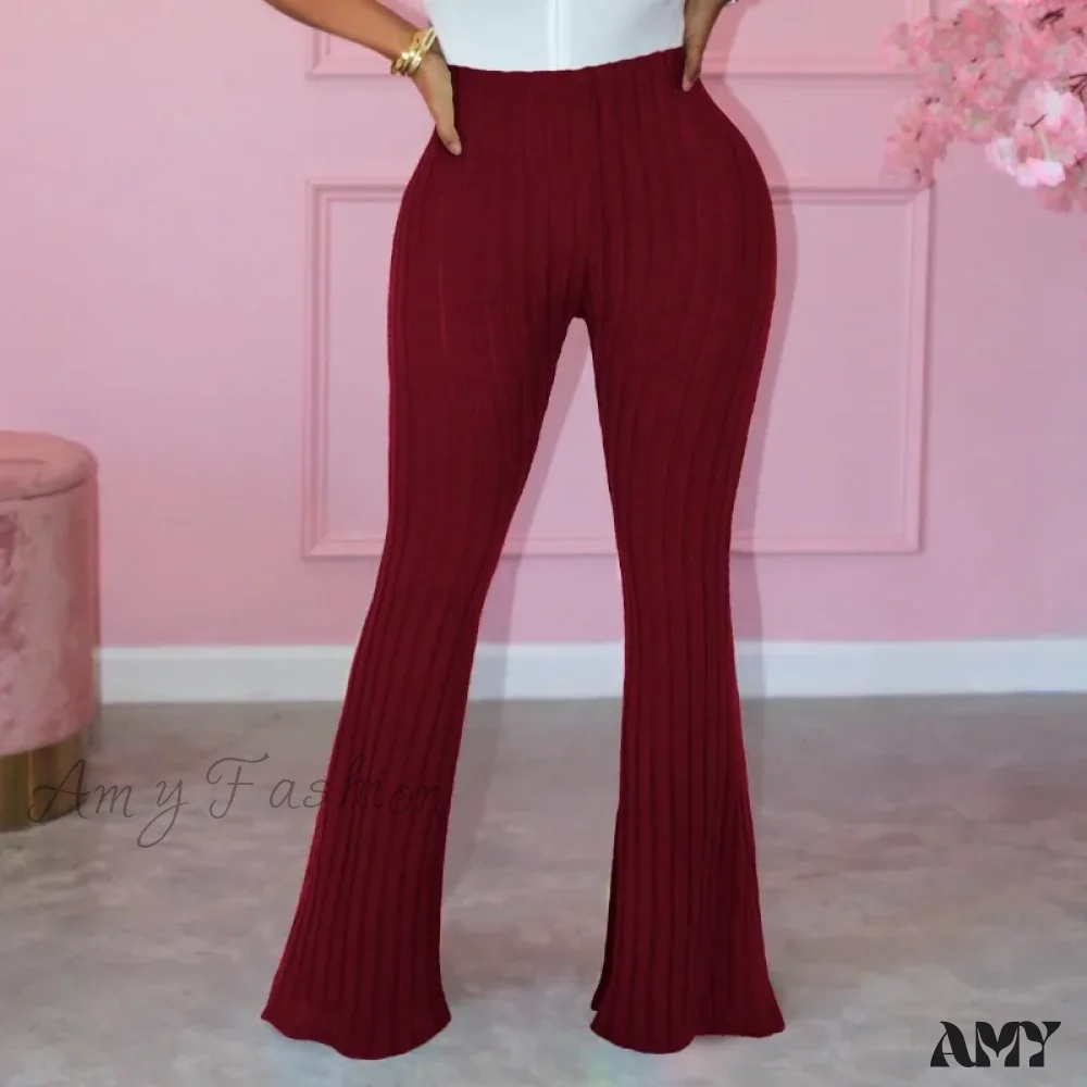 Spring Autumn Elastic Waist Solid Stripe Bodycon Sexy Casual Trouser - Image 4