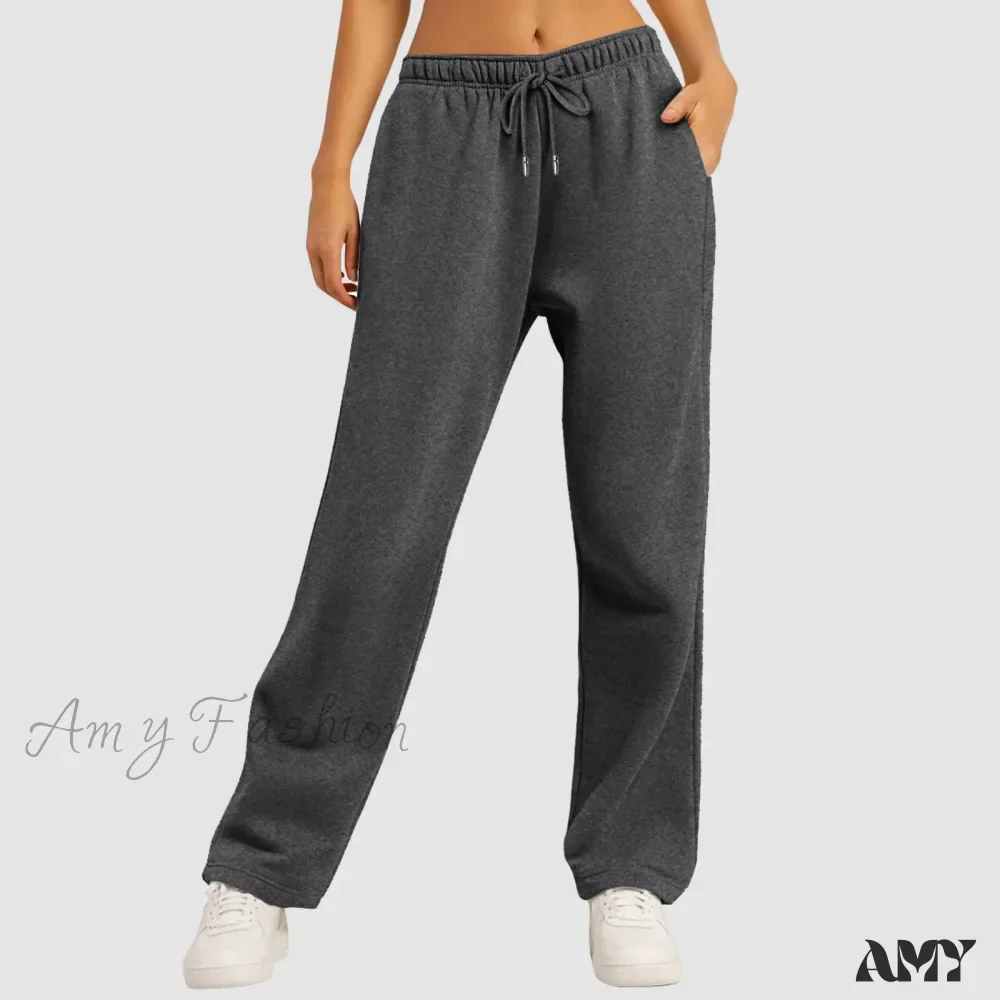 Spring Summer Wide High Waist Loose Straight Casual Solid Trouser - Image 5