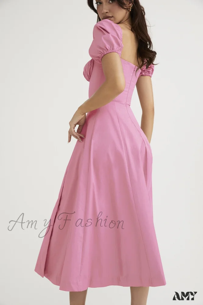 Amy Fashion - Square Collar Casual Beach Ruffles Boho Dress - Image 16
