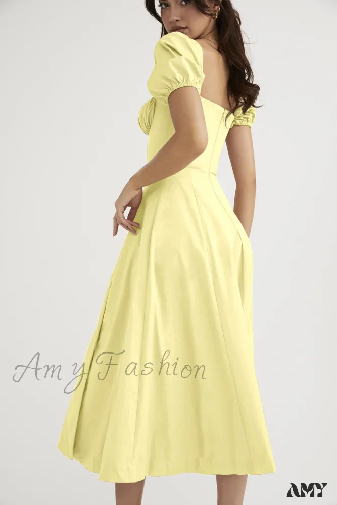 Amy Fashion - Square Collar Casual Beach Ruffles Boho Dress - Image 19