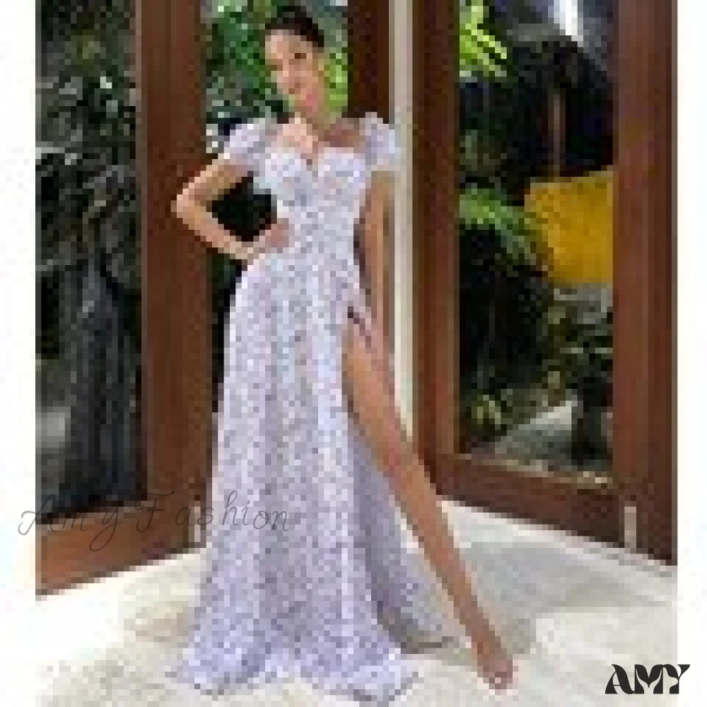Amy Fashion - Square Collar Casual Beach Ruffles Boho Dress - Image 43