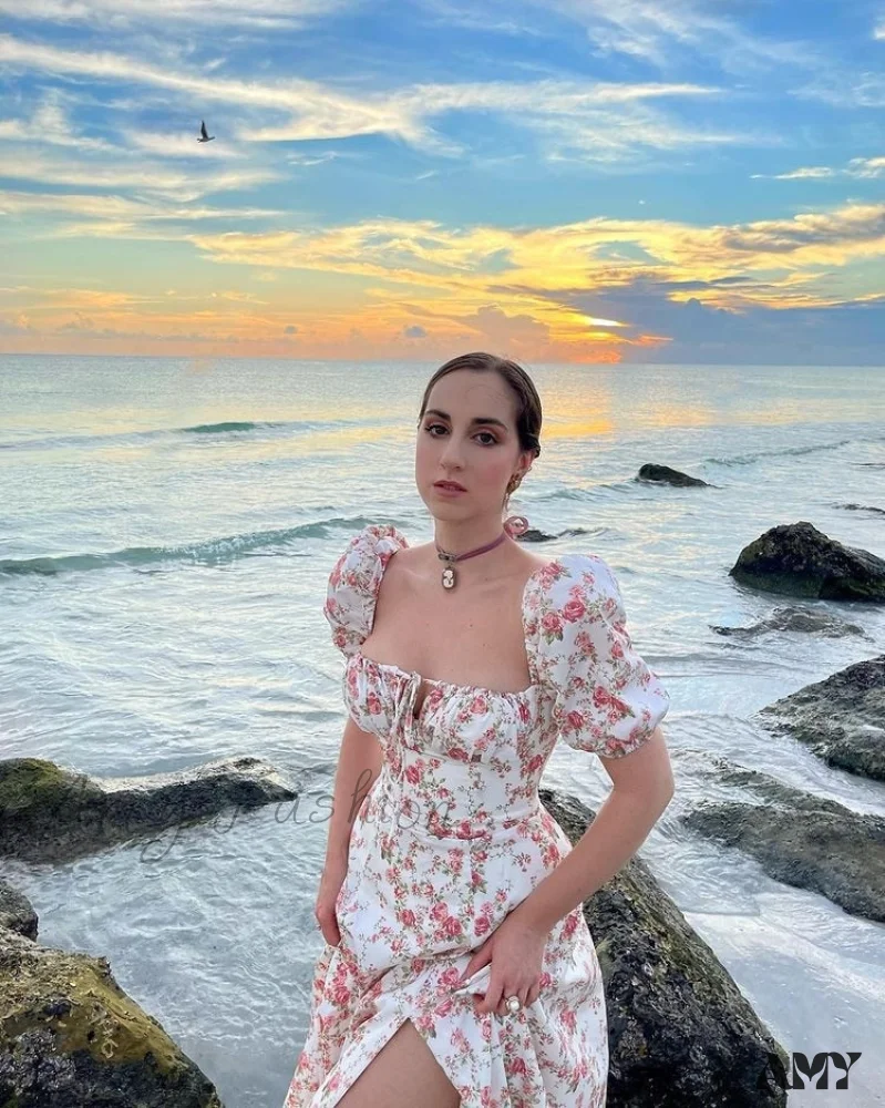 Amy Fashion - Square Collar Casual Beach Ruffles Boho Dress - Image 8
