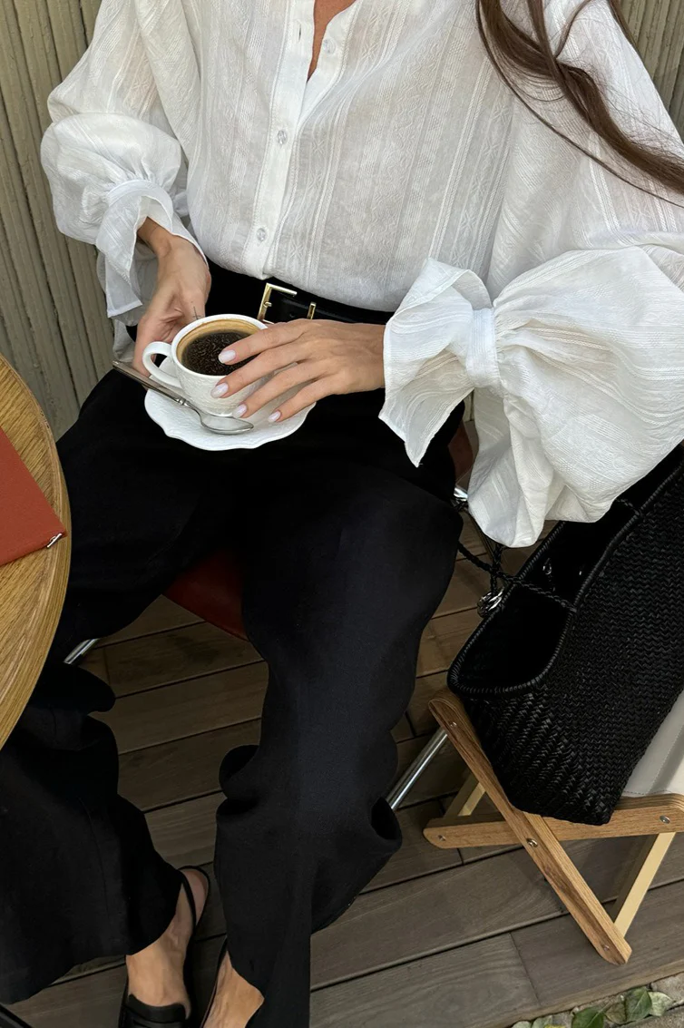 Stand-Collar Loose Long-Sleeve Shirt Blouse - Image 3